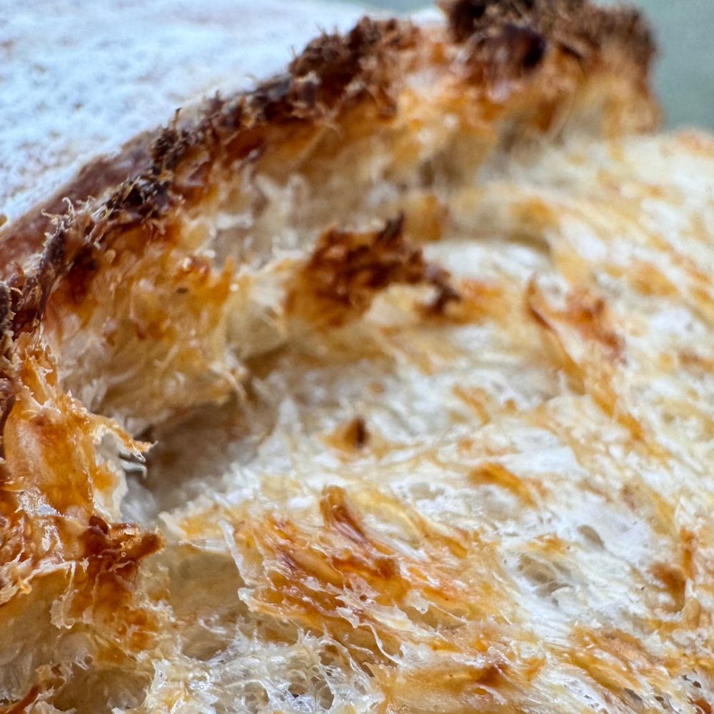 Close-up of a baked dish with a golden crust